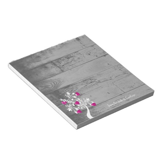 Magenta Valentine Hearts Tree Personalisiert Notep Notizblock (angewinkelt)