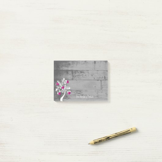 Magenta Valentine Hearts Tree Personalisiert Notes Post-it Klebezettel (Auf Schreibtisch)