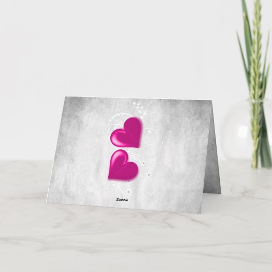 Magenta Valentine Herz Grußkarte Karte (Rückseite)