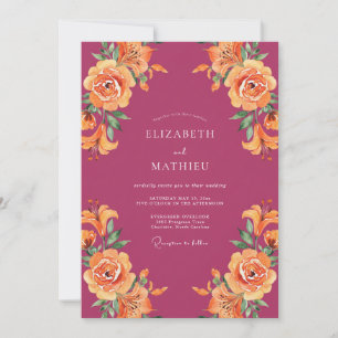 Magenta verlockende Sommerhochzeit Einladung