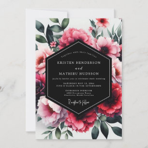 Magenta Verzaubernde Florale Hochzeit Einladung