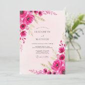 Magenta Vibrant Spring Wedding Einladung (Stehend Vorderseite)