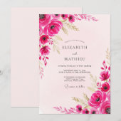 Magenta Vibrant Spring Wedding Einladung (Vorne/Hinten)
