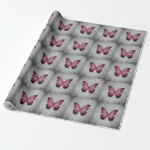 Magenta Vintag Butterfly Damask Geschenkpapier (Ungerollt)