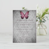 Magenta Vintag Butterfly Damask Probe Dinner Einladung (Stehend Vorderseite)