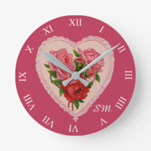 Magenta Vintage Rose Herz Valentine Monogram