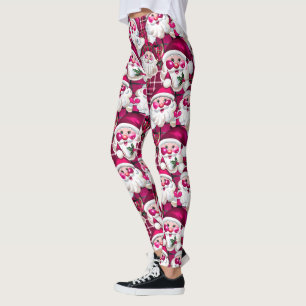 Magenta Vintage Santa Claus Tartan Karo Weihnachte Leggings