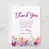 Magenta Violet Lila florale Blume Benutzerdefinier Dankeskarte (Vorderseite)