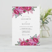 Magenta Vivid Bloom Hochzeit Einladung (Stehend Vorderseite)
