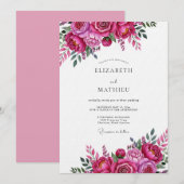 Magenta Vivid Bloom Hochzeit Einladung (Vorne/Hinten)