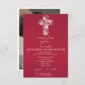 Magenta Wasserfarben Bläserne Taufe Einladung (Vorne/Hinten)