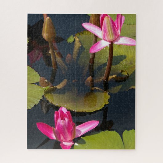 Magenta Wasserlilien Jigsaw Puzzle (Vertikal)