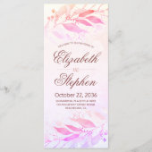 Magenta Watercolor Blätter Blumenzettelprogramme Programm (Vorderseite)