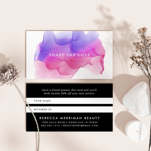 Magenta Watercolor Blot | Empfehlungskarte