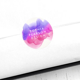 Magenta Watercolor Blot Runder Aufkleber