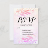 Magenta Watercolor Leaf Wedding RSVP Kindly Antwor (Vorderseite)