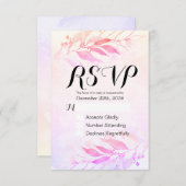 Magenta Watercolor Leaf Wedding RSVP Kindly Antwor (Vorne/Hinten)