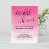 Magenta Watercolor Ombre Bridal Dusche Einladung (Stehend Vorderseite)