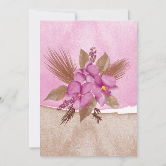 Magenta Watercolor Orchideen für Hochzeiten Einladung (Rückseite)