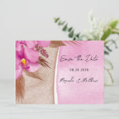 Magenta Watercolor Orchideen Save the Date Einladung (Stehend Vorderseite)
