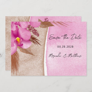 Magenta Watercolor Orchideen Save the Date Einladung