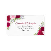 Magenta Watercolor Rose Elegante Hochzeitadresse Adressaufkleber (Vorne)