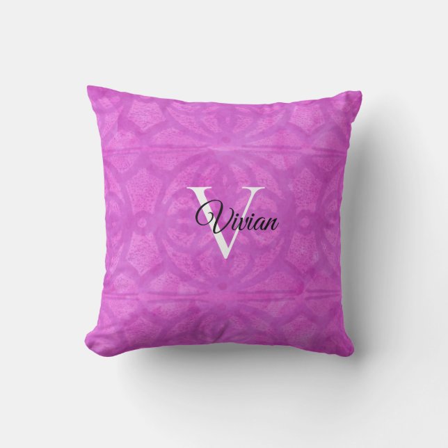 Magenta Watercolor Throw Kissen (Vorderseite)
