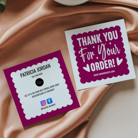 Magenta Wave Order Danke LOGO Social Icon Quadratische Visitenkarte