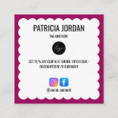 Magenta Wave Order Danke LOGO Social Icon Quadratische Visitenkarte (Rückseite)