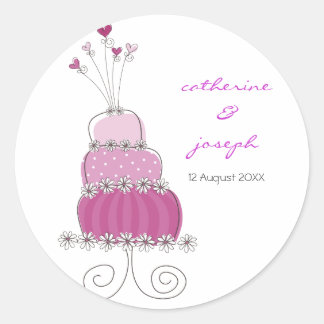 Magenta Wedding Cake Vielen Dank für Ihr Geschenk Runder Aufkleber