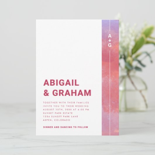 Magenta Wedding Einladung (Stehend Vorderseite)