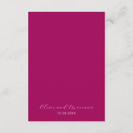 Magenta Wedding Einladung Details (Rückseite)