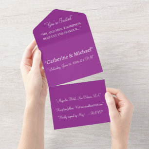 Magenta Wedding Invite Fett-Minimal-Design All In One Einladung