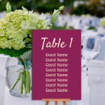Magenta Wedding Reception Tischnummer<br><div class="desc">Magenta Hochzeitsempfang Tischnummer. Personalisieren Sie die Tischnummer und jeden Gast,  der an diesem Tisch sitzt. Entwerfen Sie eine für jede Tabelle. Kontaktieren Sie mich,  um Hilfe bei Ihren Anpassungen zu erhalten oder um zusätzliche Matching oder Koordination von Zazzle Produkten für Ihre Veranstaltung(en) zu beantragen.</div>