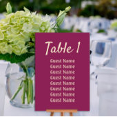 Magenta Wedding Reception Tischnummer