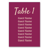 Magenta Wedding Reception Tischnummer (Rückseite)