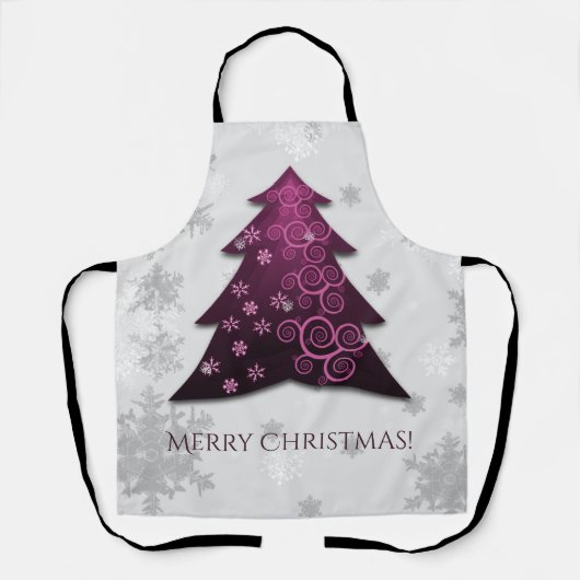 Magenta Weihnachtsbaum-Schürze Schürze (Vorderseite)