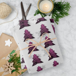 Magenta Weihnachtsbaum Wrapping Paper Geschenkpapier Set