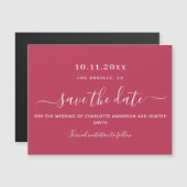 Magenta weiße Hochzeit speichern Sie den Datums-Ma Magneteinladung (Vorne/Hinten)