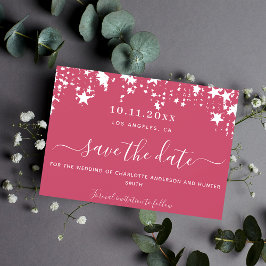 Magenta weiße Sterne Hochzeit speichern Sie das Da Save The Date