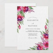 Magenta Whimsical Bloom Hochzeit Einladung (Vorne/Hinten)