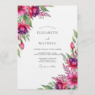 Magenta Whimsical Bloom Hochzeit Einladung