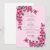 Magenta Whimsical Spring Wedding Einladung (Vorne/Hinten)