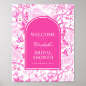 Magenta White Chinoiserie Brautparty Willkommen Poster (Vorne)