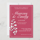 Magenta & White Floral Trendy Wedding Einladung (Vorderseite)