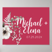 Magenta & White Floral Wedding Wall drucken Poster (Vorne)