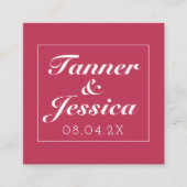 Magenta & White Minimalistisch Wedding Details QR  Quadratische Visitenkarte (Vorderseite)