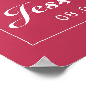 Magenta & White Minimalistisch Wedding Sign Print Poster (Ecke)