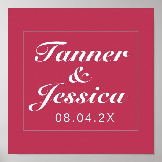 Magenta & White Minimalistisch Wedding Sign Print Poster (Vorne)