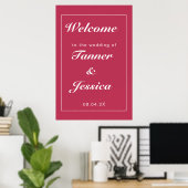 Magenta & White Modern Wedding Welcome Poster (Heimbüro)